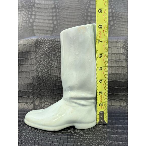 VINTAGE MCM Pottery Cowboy Boot Vase Planter Decor 8” Tall Light Blue - Picture 6 of 8